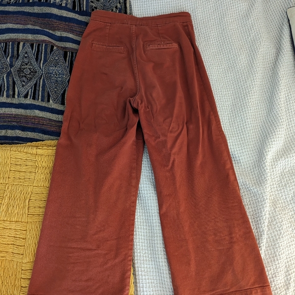 & Other Stories high rise wide leg cropped pants red orange rust - Picture 2 of 4